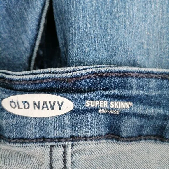 Old Navy Womens Denim Blue Five Pocket Design Mid Rise Super Skinny Jeans Sz 16 - Picture 5 of 7